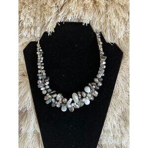 Vintage Abra Couture Iridescent Woven Wire Cluster Glass Bead Choker Necklace